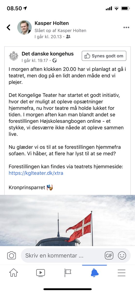 Nu har du chancen for at gå i (virtuelt) teater (samtidig) med Kronprinsparret, kl 20 i aften med forestillingen ‘Højskolesangbogen’ på kglteater.dk/xtra - men du kan også vælge en af mange andre titler fra <a href="/kglteater/">Det Kongelige Teater</a> når det passer dig og helt gratis