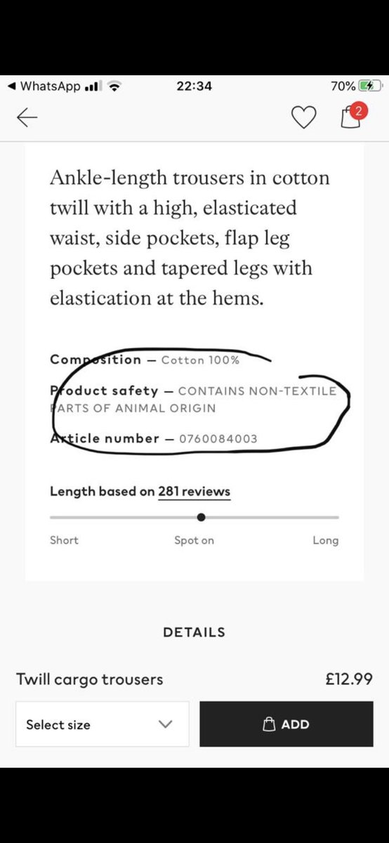 <a href="/hmunitedkingdom/">H&M United Kingdom</a> please can you tell me more about this and elaborate? What part of animal origin are in these trousers and why? Thanks m2.hm.com/m/en_gb/produc…