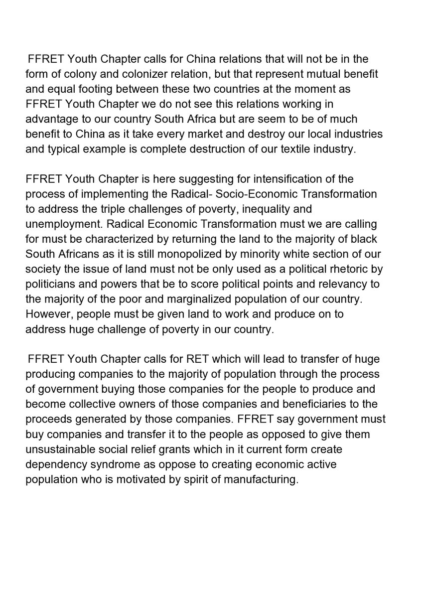 real_BBF's tweet photo. PERSPECTIVE OF FFRET YOUTH CHAPTER ON RECONSTRUCTION OF SOUTH AFRICAN ECONOMY AND BUILDING NEW COMPACT POST COVID-19 AND BEYOND
#FFRET
#RETManje
#Level5
#day44oflockdown https://t.co/QUMg7yN57R