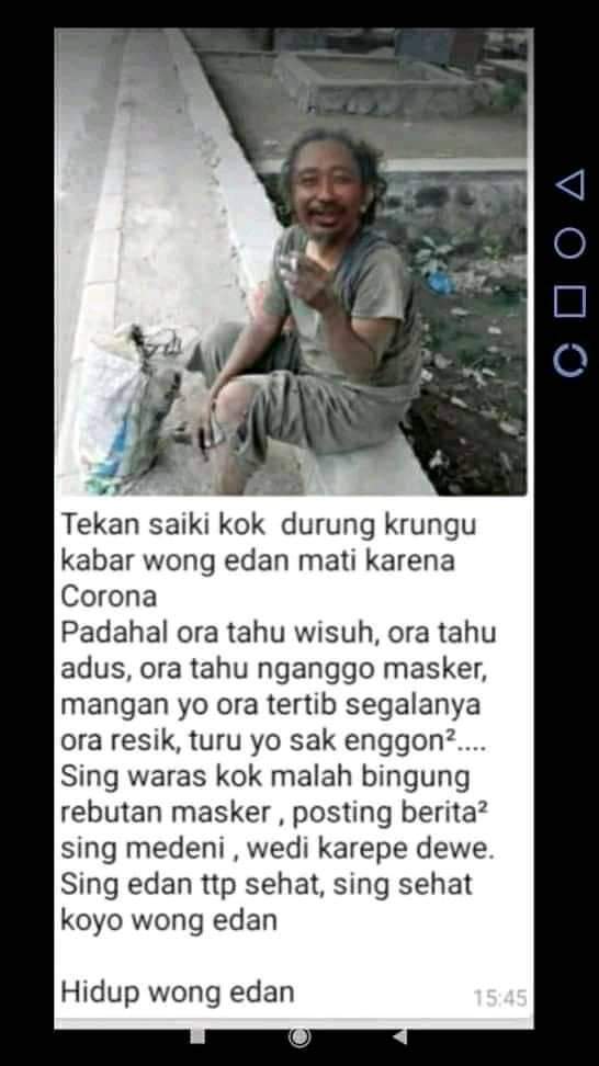 NugrahaScience's tweet photo. Ketoke "edan" urung mesti "edan", ketoke "waras" jebulno "edan". Hidup wong "edan",...  😂 "Edan" kendel mergo kabecikan lsp. ✌ https://t.co/NK1e8ZT4Qp