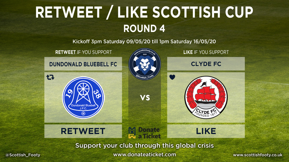 FfsTips's tweet photo. RL Scottish Cup
Round 4

ReTweet for Dundonald Bluebell - @dbjfc1938

Like for Clyde FC - @ClydeFC

MORE INFO: https://t.co/YEKN5SYSZk

DONATE A TICKET
Dundonald - https://t.co/GPSps0rQgP

Clyde - https://t.co/VQrndr44rI https://t.co/FrxmhxorwW