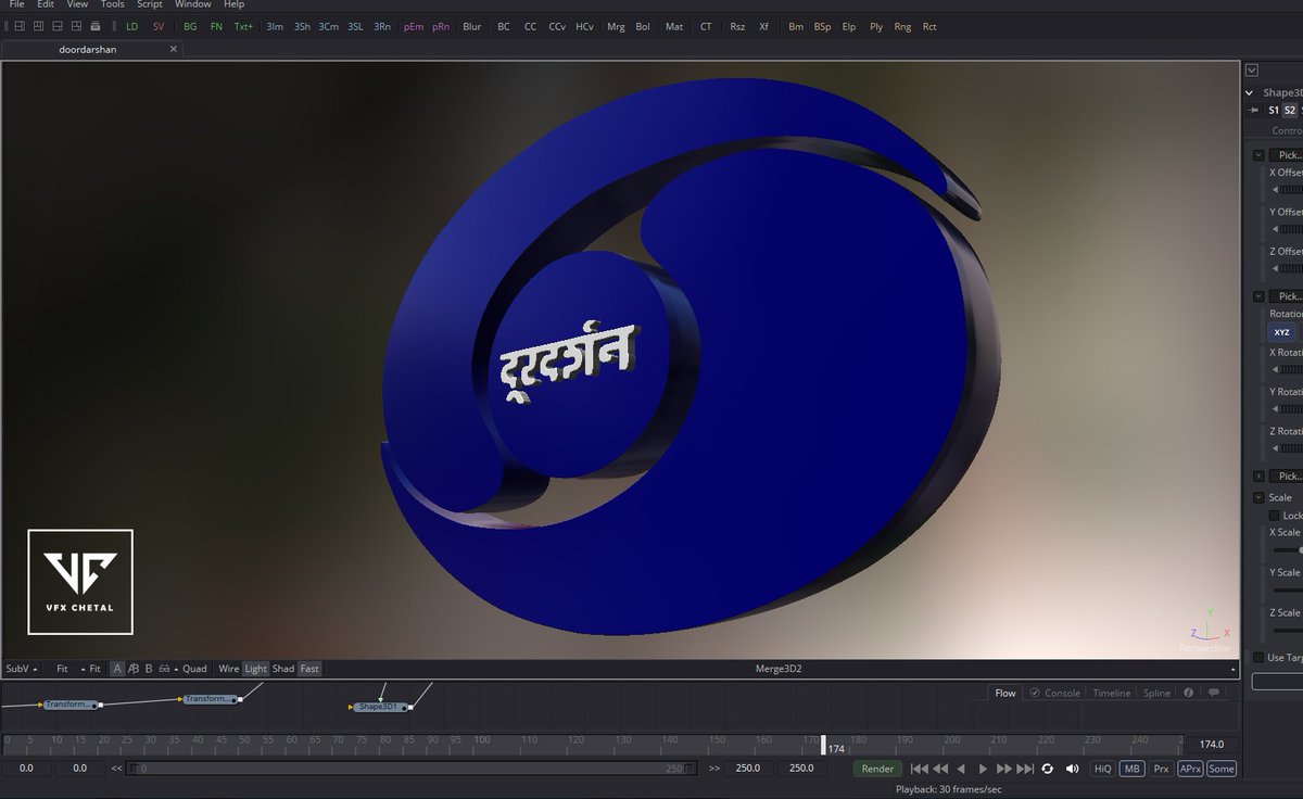 vfxChetal's tweet photo. Doordarshan 3D Logo in BMD Fusion with in-build tools
Best subject to create my first Hindi Tutorial.. 
@DDNational
@Blackmagic_News https://t.co/hci1h7DZpA