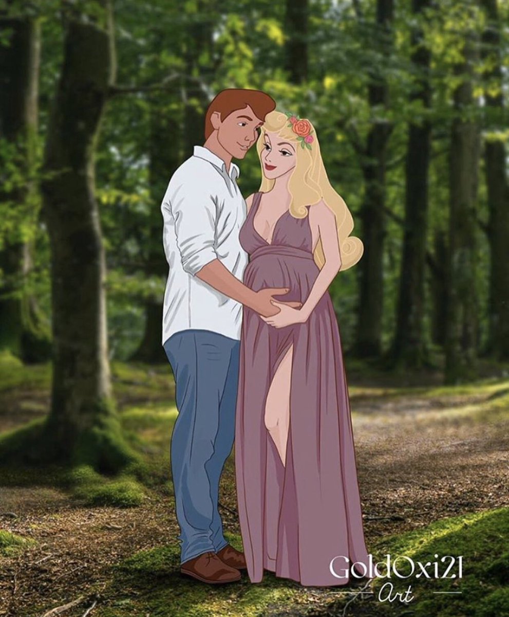 An artist turned Disney Princesses into modern pregnant woman 🤰🏾 and they  look so good! 📸: @goldoxi21, image size:991x1200