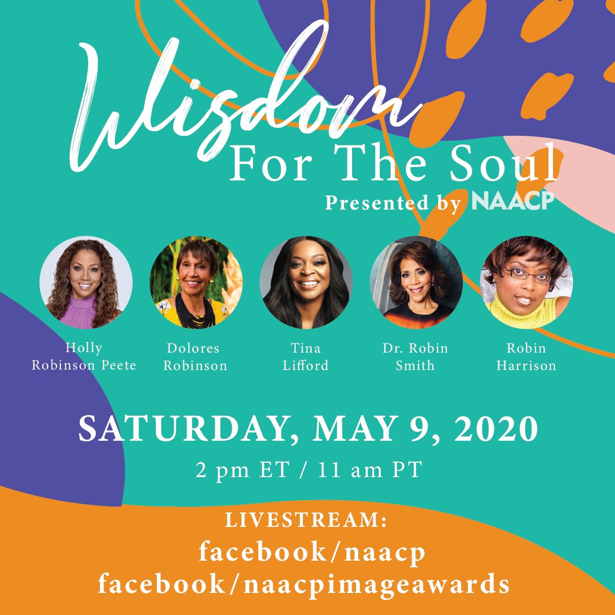 DerrickNAACP's tweet photo. Join @NAACP TODAY at 2pm for a great conversation on #motherhood as we celebrate #MothersDay  and get some #WisdomForTheSoul. 

Presented By: @NAACP 
Featuring: @hollyrpeete @DoloresRobinson @tinalifford @DrRobinLSmith @glossyrobin 
Where: https://t.co/pv6vncbbnN https://t.co/ombnWEGPEB
