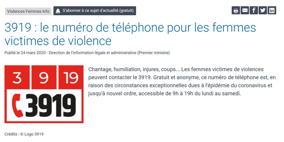 En France, commencez par jeter à la poubelle les estimations du 3919. S'il prend effectivement en compte les hommes victimes (quelques % de mémoire), le discours est complètement centré sur les femmes victimes.Fiabilité zéro.