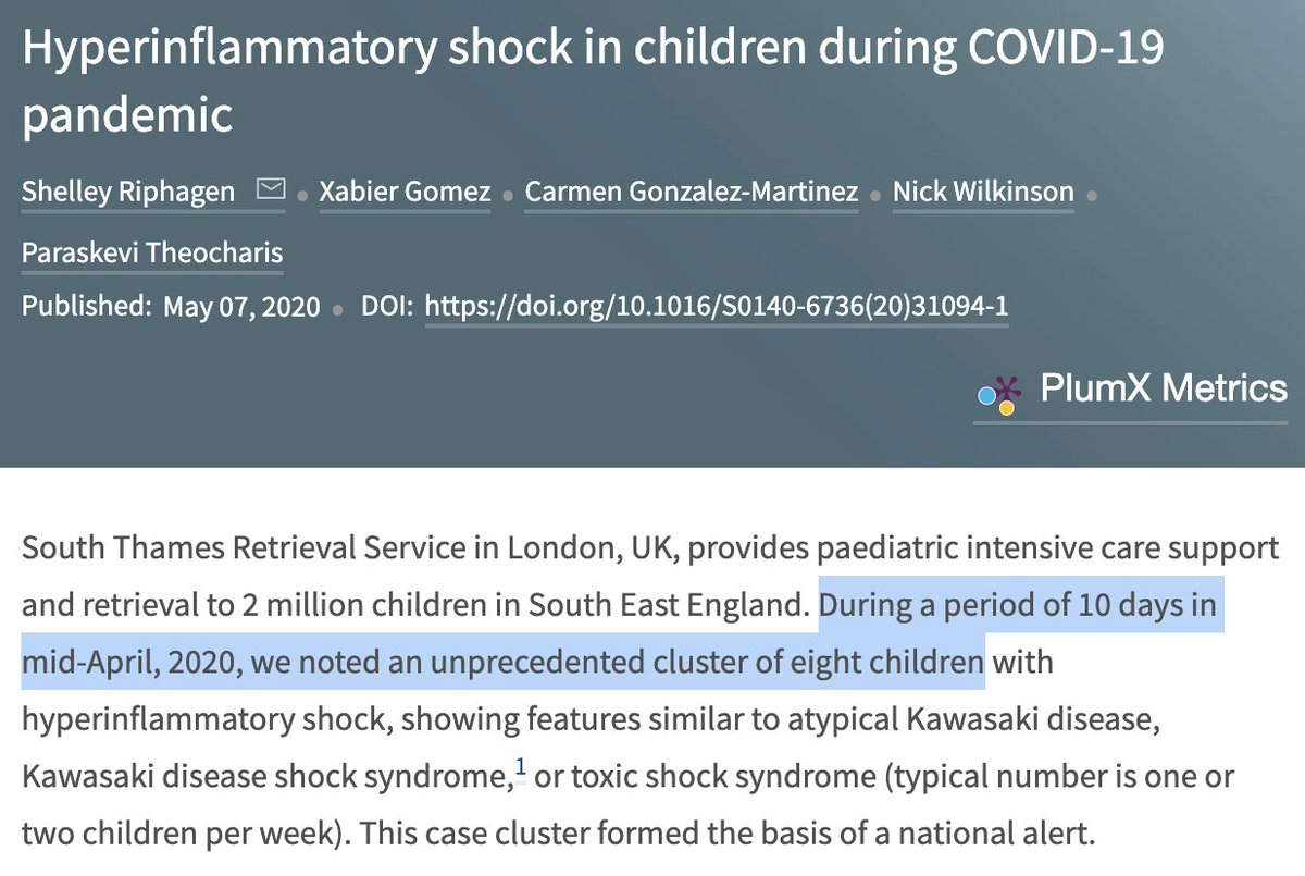 Finally, there's recent reports of strokes in young folks and Kawasaki-like illness in children in the US & UK.The rate is up over previous years, BUT these are still small samples and the connection to COVID-19 is still being puzzled out. So this is  https://twitter.com/balajis/status/1253376567004127232