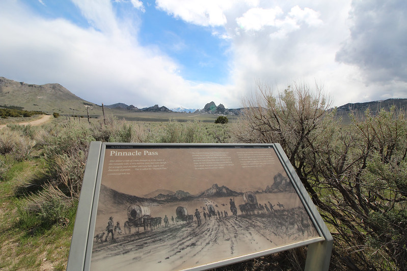 The California Trail passed through City of Rocks, and in the 1840s and 1850s some pioneers left their names painted in axle grease on the rocks, where it remains.