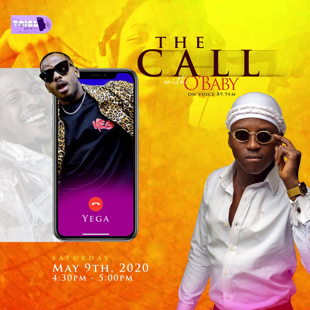 Ladies and Mentugens!... @officialyega Will be on  #TheCallwithObaby  @Obabykpankan Today on your No 1 Ekiti Radio station   @Voicefm899. Do TUNE IN!!!If you don't know the  #Afrosaxophonistic Yega, NOW YOU CAN.... https://twitter.com/Obabykpankan/status/1258534694695526402?s=20