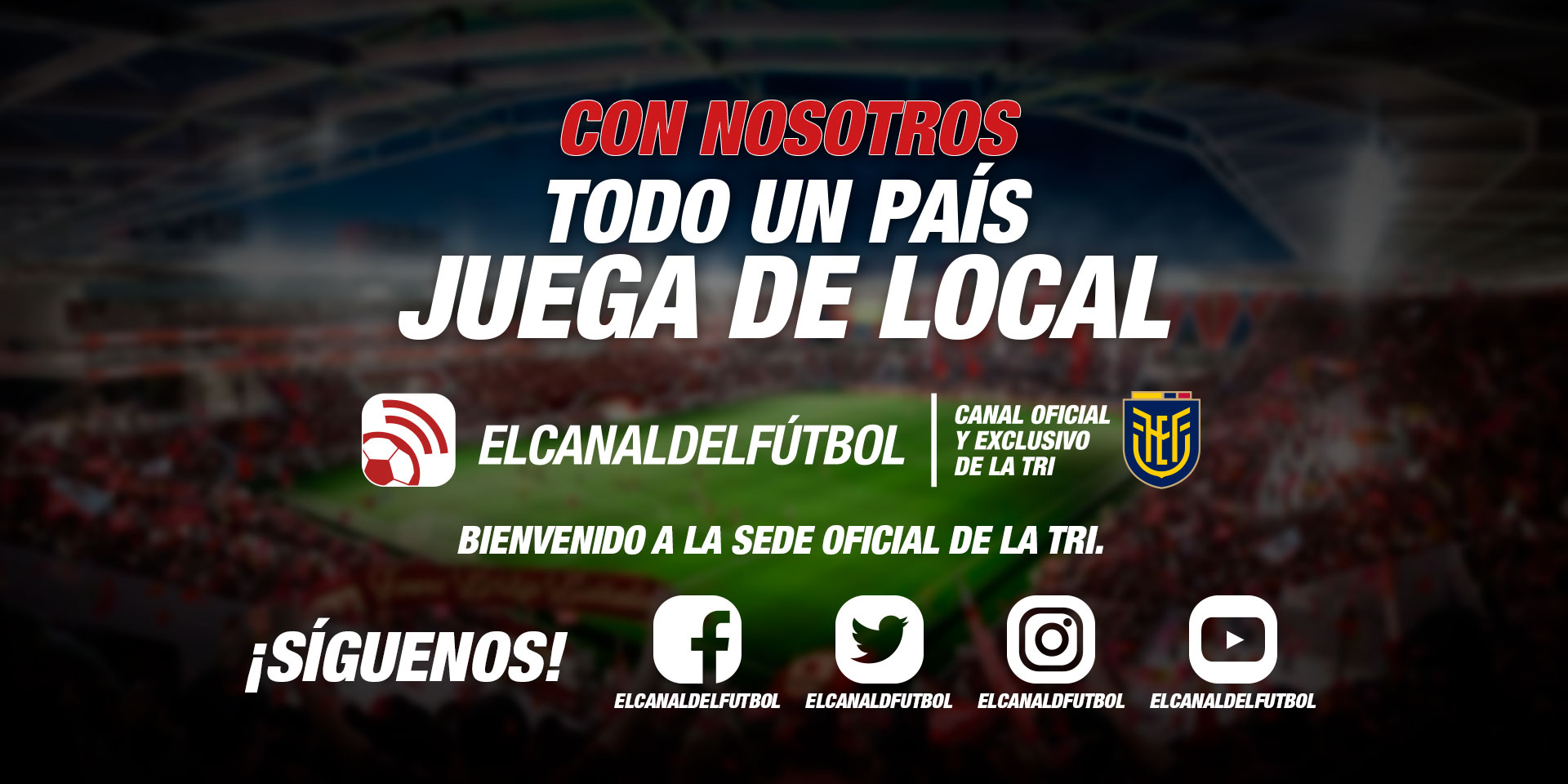 Acera Fondos Prueba El Canal del Fútbol 🇪🇨⚽ on Twitter: "➡️ SÍGUENOS en nuestras cuentas  oficiales, El Canal del Fútbol, canal oficial y exclusivo de #LaTri 🇪🇨  📲💻 https://t.co/2uMHlzLobR" / Twitter