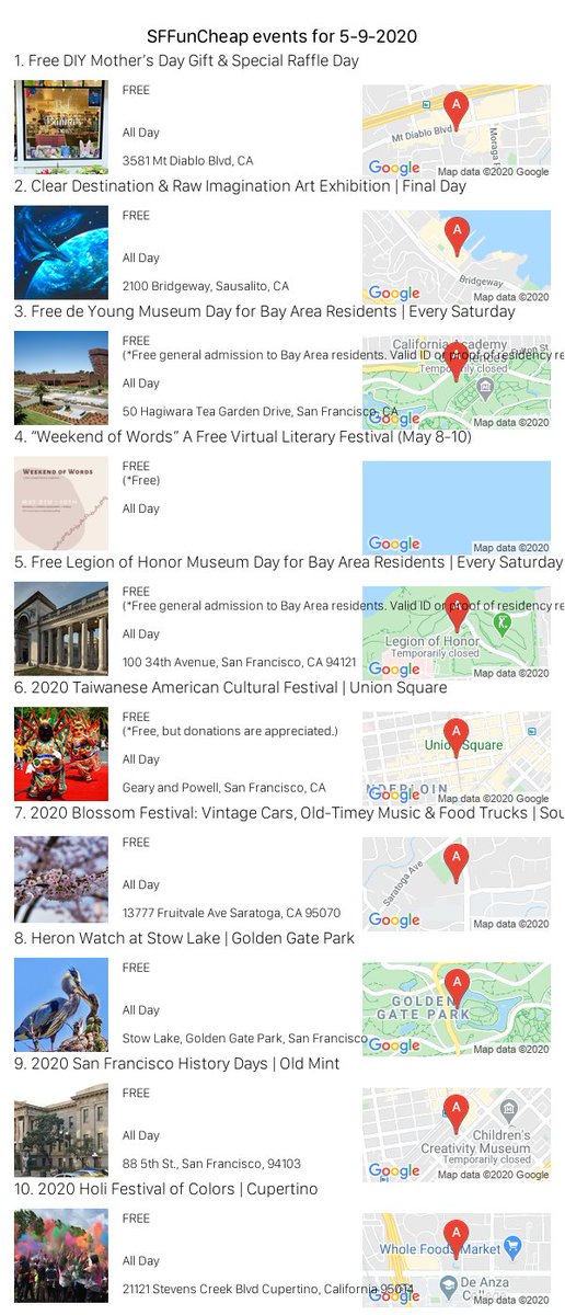 sffuncheap's tweet photo. Events for Saturday 5/9/20 https://t.co/VUQgfF8qEt #sffuncheap https://t.co/kCivumMTdW
