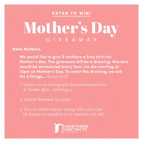 ni_clothingco's tweet photo. We want to giveback to our Mothers’ on Mother’s Day❤️. Winners are going to be announced via dm starting at 12pm EST. Thank you 🙏🏾. #northerninstincts #mothersday #giveaway https://t.co/kB6eOZ8zoU