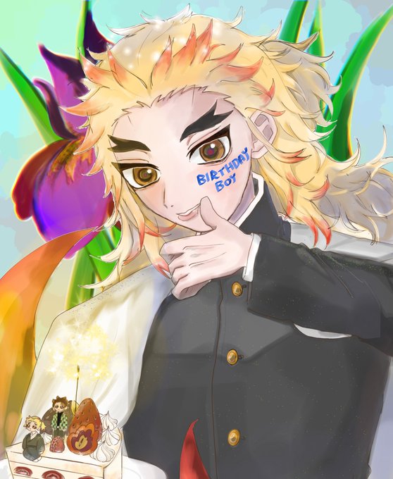 みこしばかおるさんがTwitterに投稿した煉獄杏寿郎(鬼滅の刃)のイラスト。