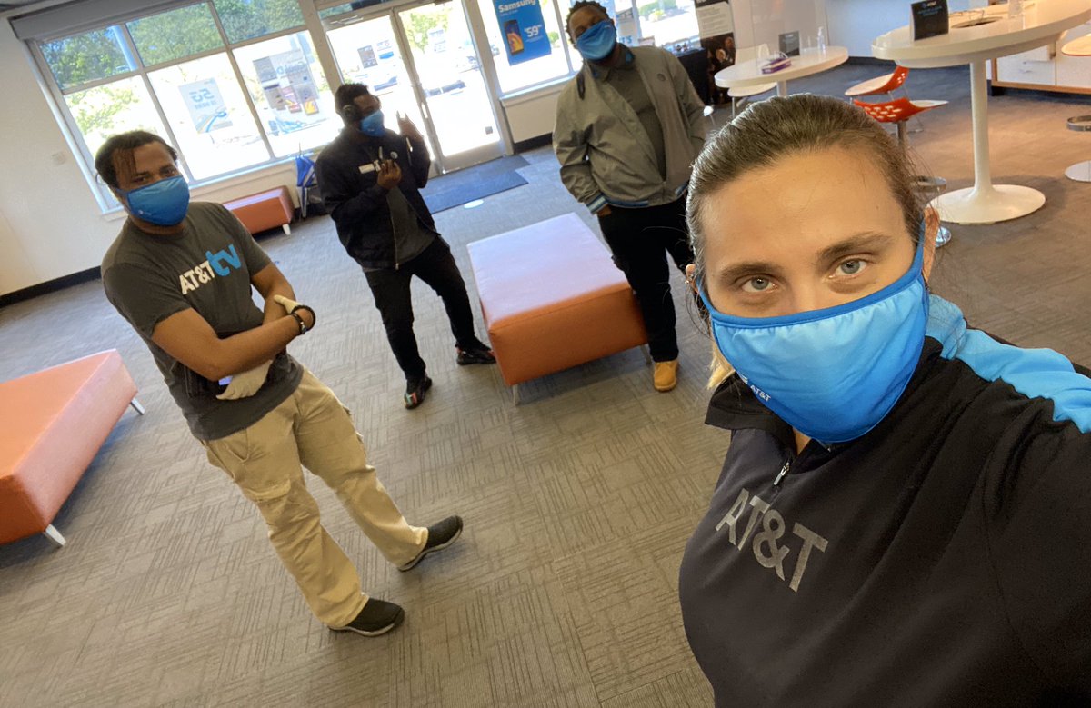 Social distancing with the awesome team colors face mask.  Thanks AT&amp;T for keeping us safe. @OHPA_Cowbell  #ohpa #lifeatatt #Covid_19