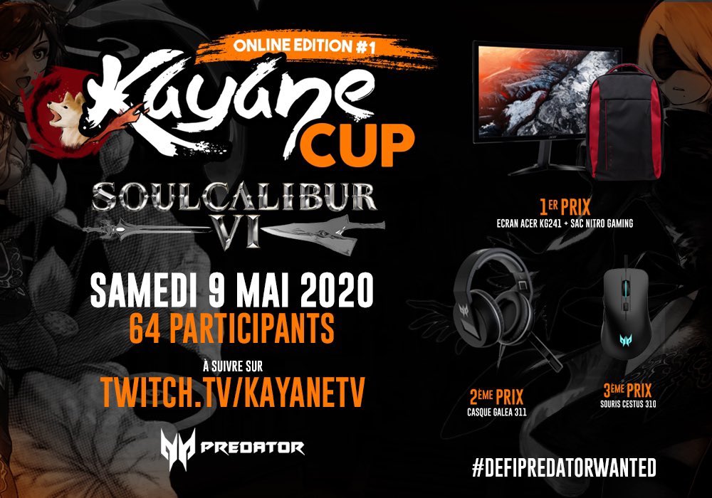 Kayane's tweet photo. C’est parti pour le TOP 8 de la Kayane Cup #SoulCaliburVI !!!
Let’s go for the Kayane Cup TOP 8 on SCVI !!!!
#DefiPredatorWanted
https://t.co/iQSY68869E https://t.co/sSCpvKxw18