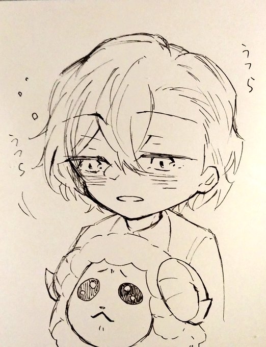 「ねむくない…」「はいはい。お利口さんは寝台に─待って其れ何時もの羊のぬいぐるみじゃなくない?」 