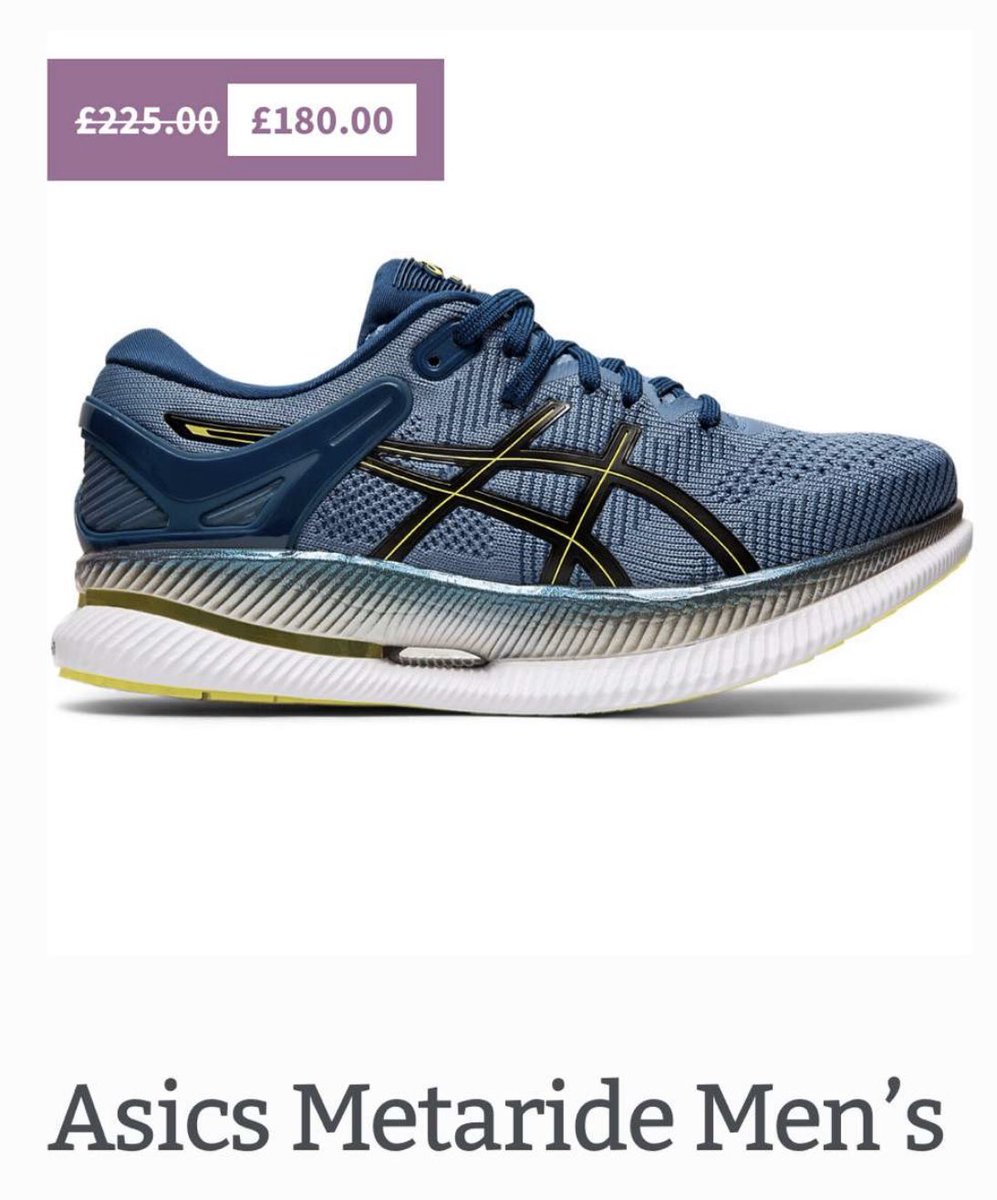 Fit2RunUK's tweet photo. This months offer: ASICS Metaride now 20% off on our online store. A shoe designed to enable you to run for longer with less effort. 👟 https://t.co/G3oxJiiXW5