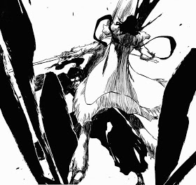 Aizen, accompagné de ses espada qui représentent ses émotions, et qui a été compris par Ichigo puis par nous. Stark le primera espada qui représente la solitude. Solitude qui a mener Aizen là ou il en est. Stark que l’on commence à comprendre les motivations au fil du combat.