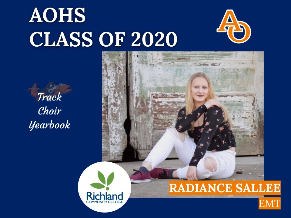 AOStuCo's tweet photo. Radiance Sallee will be attending Richland Community College to pursue a major in EMT. Congratulations Radiance! #WeAreAO https://t.co/PhDGGnW1oe