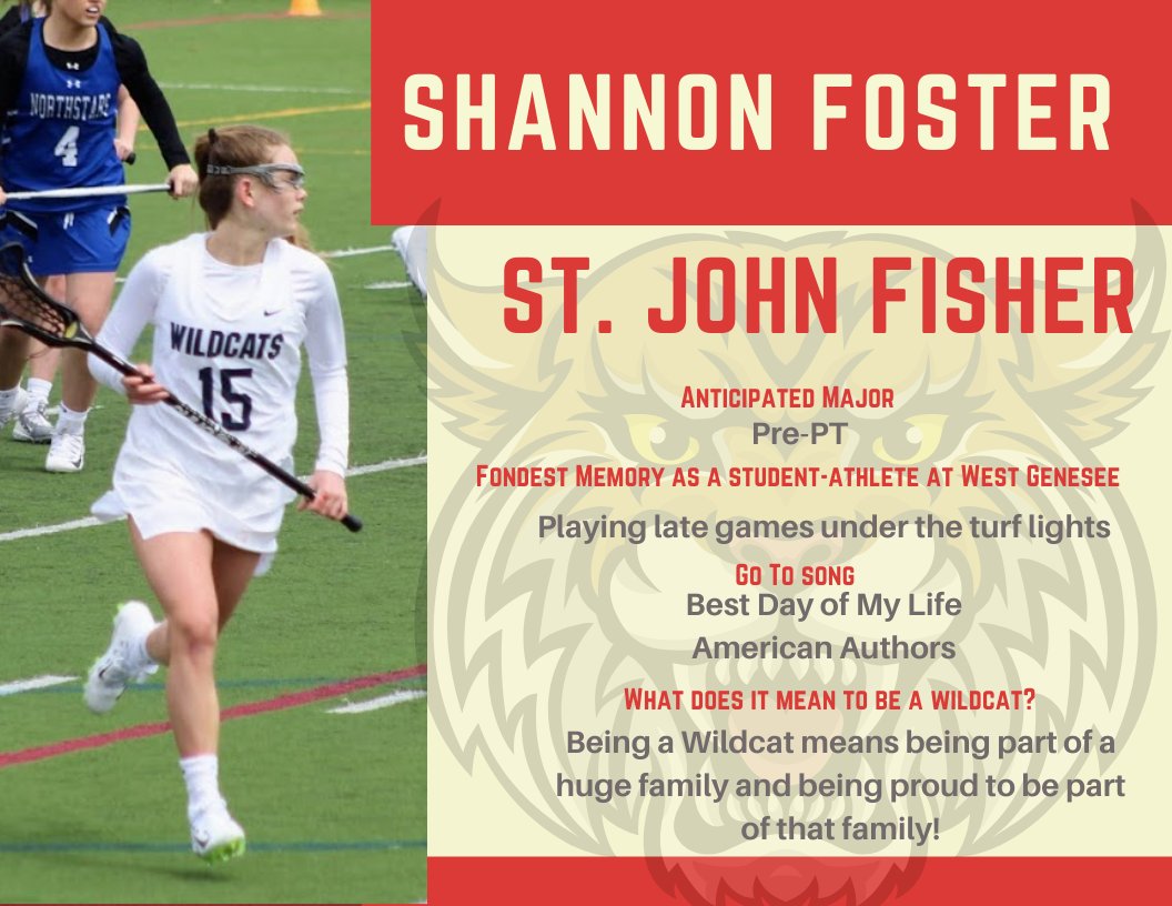 wggirlslax1's tweet photo. Congrats to Shannon Foster #15 Our Recent 2020 Wildcat. A humble teammate that leads by example!
#WEAREGENNY #strongertogether2020
@WGAthletics @WestGeneseeCSD
@WGBoosters1 @SJFC_WLAX https://t.co/tHyAZ211xb