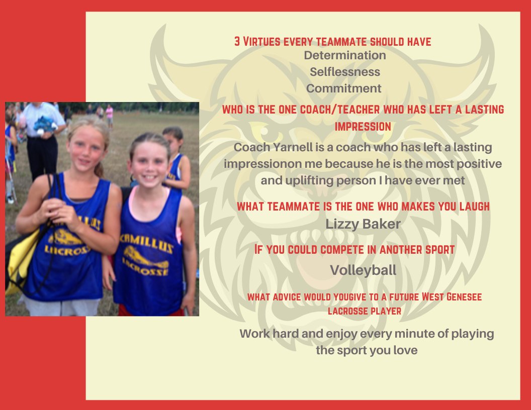 wggirlslax1's tweet photo. Congrats to Shannon Foster #15 Our Recent 2020 Wildcat. A humble teammate that leads by example!
#WEAREGENNY #strongertogether2020
@WGAthletics @WestGeneseeCSD
@WGBoosters1 @SJFC_WLAX https://t.co/tHyAZ211xb
