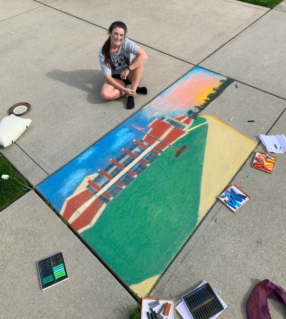 WCSOH's tweet photo. We think Morgan did an awesome job on her chalk art of Westerville Central HS for the school's Virtual Arts Alive Festival, don't you?! Read more about this, as well as other ways learning continues for students during extended facility closures, at https://t.co/3KjZpssB3h. https://t.co/lEb9atjNcQ