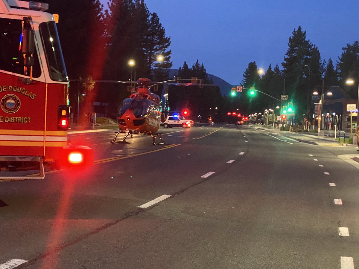 SLTFR 1st alarm with the help of TDFPD and LVFPD for a TC rollover into a tree. This was early this morning on Lake Tahoe Blvd. near San Jose Ave. The patient was extricated in critical condition and flown to Renown by calstar from the scene.