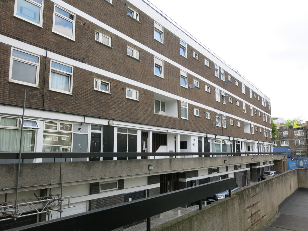 8/ The Old Market Square Estate was built on its site between 1963 and 1964 by the London County Council – of its time with ground floor garaging and upper-level walkways.