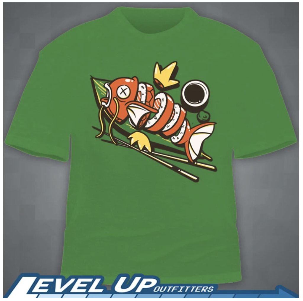 Get our "Sushi Karp" #pokemon inspired #TShirt now for just $15.00! Order here: levelupoutfitters.com/products/sushi…