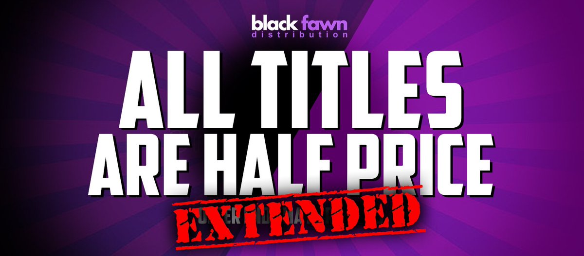 Due to popular demand, we've EXTENDED our 50% off sale for at least another week! That means everything in our online store remains half off the regular sticker price. Certain items are starting to sell out so order today blackfawndistribution.com/store #Sales #horrorthread #HorrorMovies