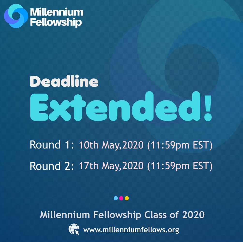 ⏰ DEADLINE TOMORROW ⏰ The #MillenniumFellowship is a semester-long leadership development program hosted by @ImpactUN & @MCNpartners. Don't miss out on this amazing opportunity and apply to the Class of 2020 by tomorrow! 🗓 May 10, 11:59pm EST 🔗 millenniumfellows.org/apply