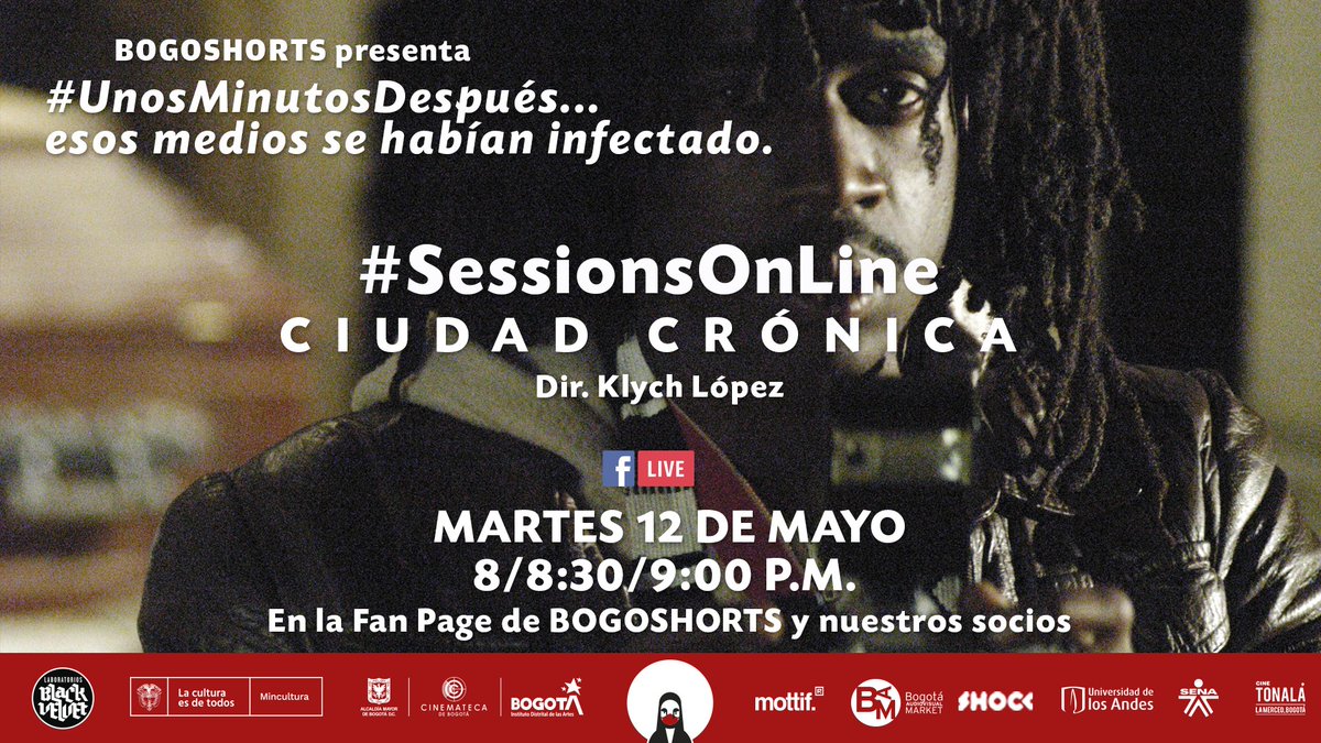 ¡Ya queremos que llegue nuestra cita sagrada de los martes! Podrá disfrutar en #SessionsOnLine del #corto CIUDAD CRÓNICA de <a href="/klychlopez/">klych</a> en funciones a las 8 / 8:30 y 9:00 P.M., así que vaya alistándose para esta semana de #UnosMinutosDespués... esos medios se habían infectado.