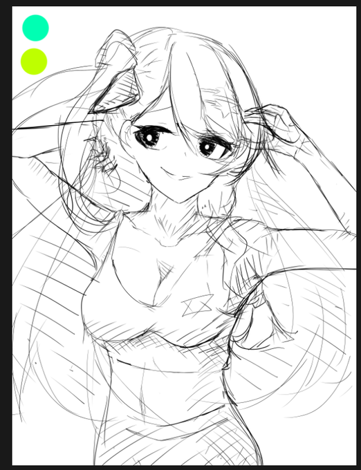 ポーズ模写的なあれ
あたま途中で反転させたから逆になっとる(^o^) 