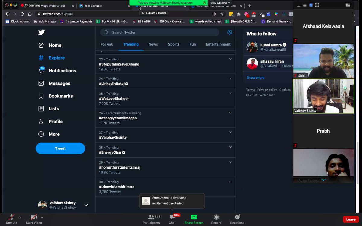 afshadk's tweet photo. Trendster!! #Vaibhavsisinty #Linkedinbatch3 https://t.co/aPk4hCCNxI