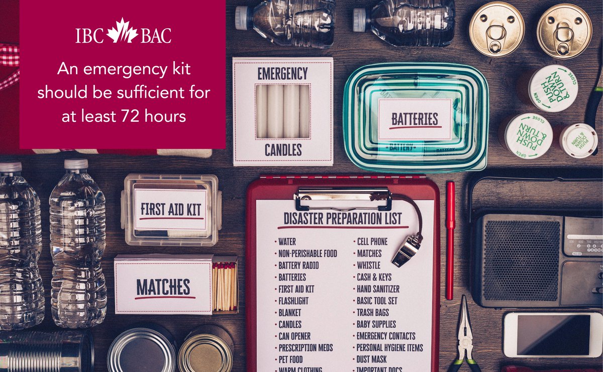 GoreMutual's tweet photo. It’s Emergency Preparedness Week. An #EmergencyKit can help you through the first 72 hours following a major disaster. Do you know what to include in your family’s kit? Here’s a great list from the Insurance Bureau of Canada (@InsuranceBureau). #EPWeek2020 https://t.co/fDC8HBXuT6