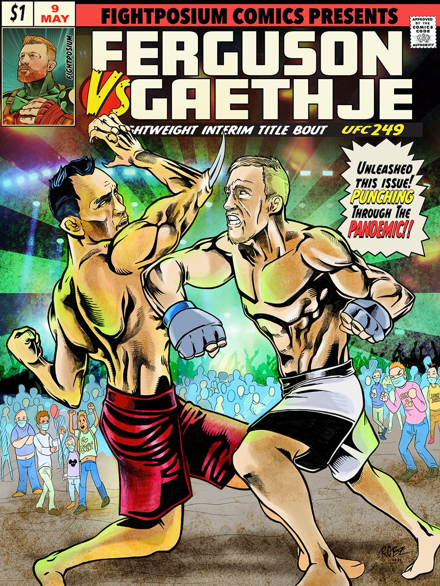 fightposium's tweet photo. Who U Got?! My #FergusonVSGaethje comic book cover! #UFC249 https://t.co/cPg68Mu1GH