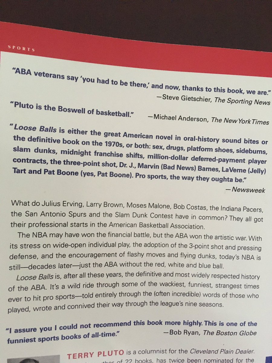 Suggestion for May 9 ... Loose Balls: The Short, Wild Life of the American Basketball Association (1990) by Terry Pluto.