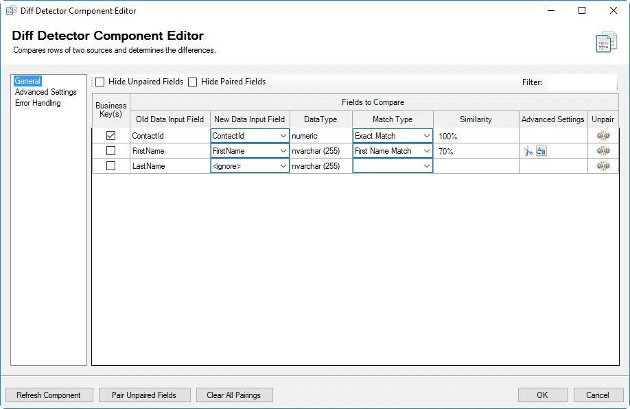 kingswaysoft's tweet image. #CompareData from 2 sources to find any differences using the Diff Detector. With this component, rows from the inputs are matched using a business key (simple or compound key) &amp;amp; compared to each other to identify changes. kingswaysoft.com/diffdetector #DataIntegration