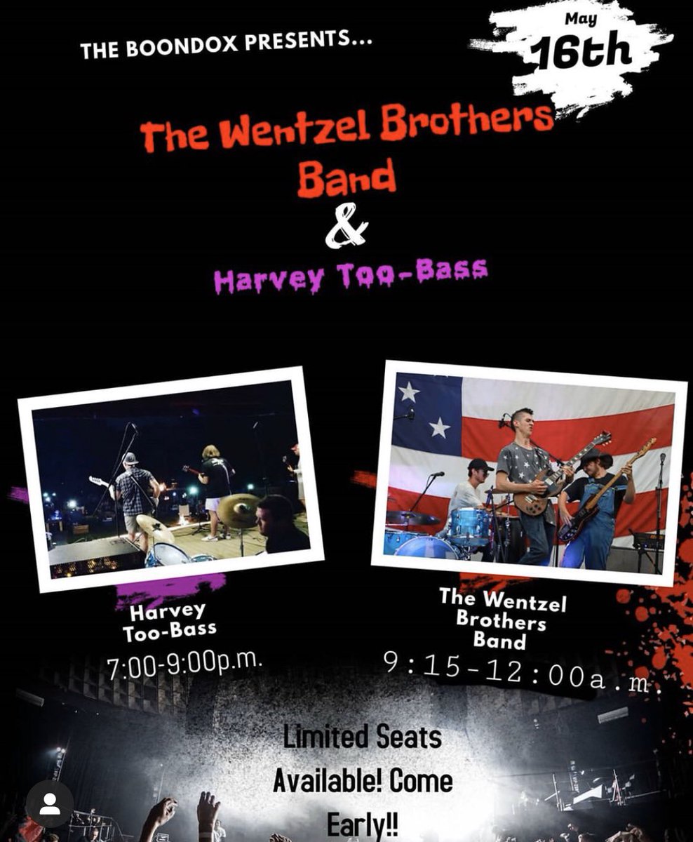 HarveyTooBass's tweet photo. Your favorite two Chapel Hill bands are back! One week from tonight at Boondox Bar &amp; Grille we’ll be opening for the @thewentzelbros starting at 7 pm. $7 admission and limited seats, so come early. Get out of the house &amp; come jam out with us! #HarveyTooBass #WentzelBrothersBand https://t.co/BvqYnRDyDp
