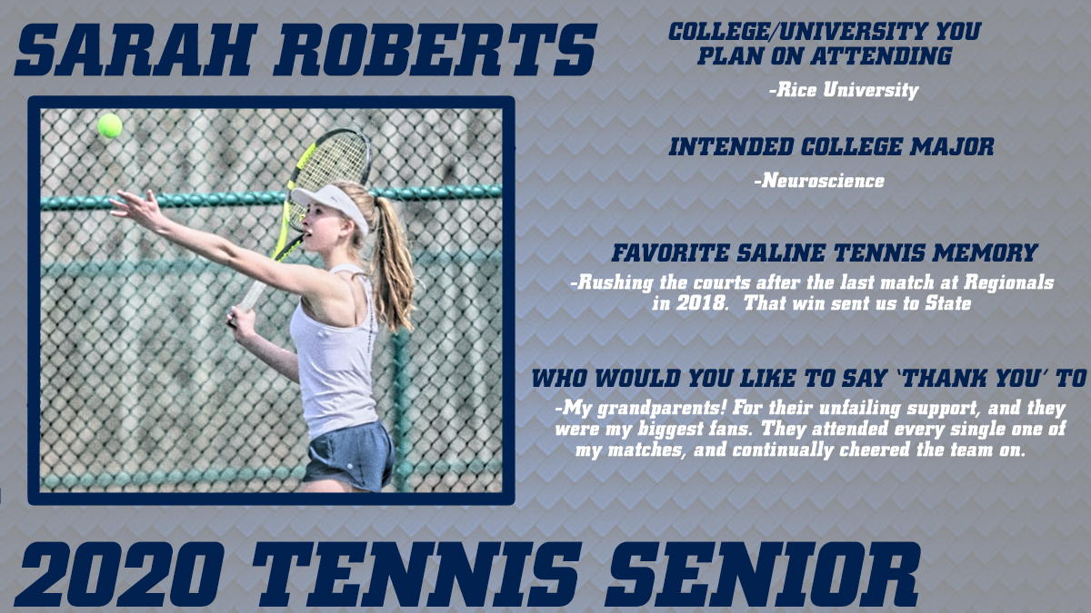 Our next Senior Tennis player is Sarah Roberts