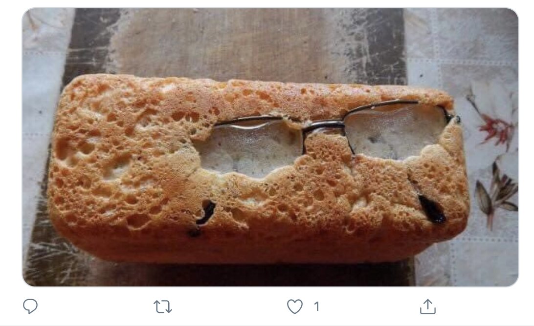 My grandmother lost her glasses while making banana bread. I told her that what she made doesn't even look like banana bread. She said it didn't matter... that I could still get a couple favs out of the whole strange ordeal. I love her