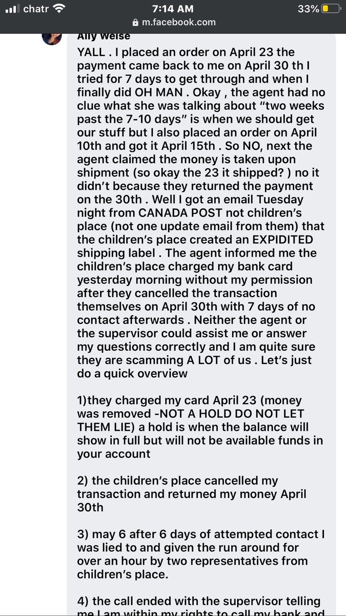 ladylips777's tweet photo. @prsweety81 @childrensplace Update to the screen shots, may 8th they stole my money too and the bank won’t reverse it https://t.co/lOOrsyu2Nq