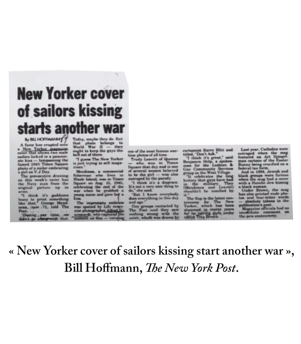 À l’époque c’est un scandale.Le NY Post estime que cette couverture “déclenche une nouvelle guerre“.Pour Eisenstaedt, l’auteur de la photo originale, “les gays n’ont rien à foutre là“.