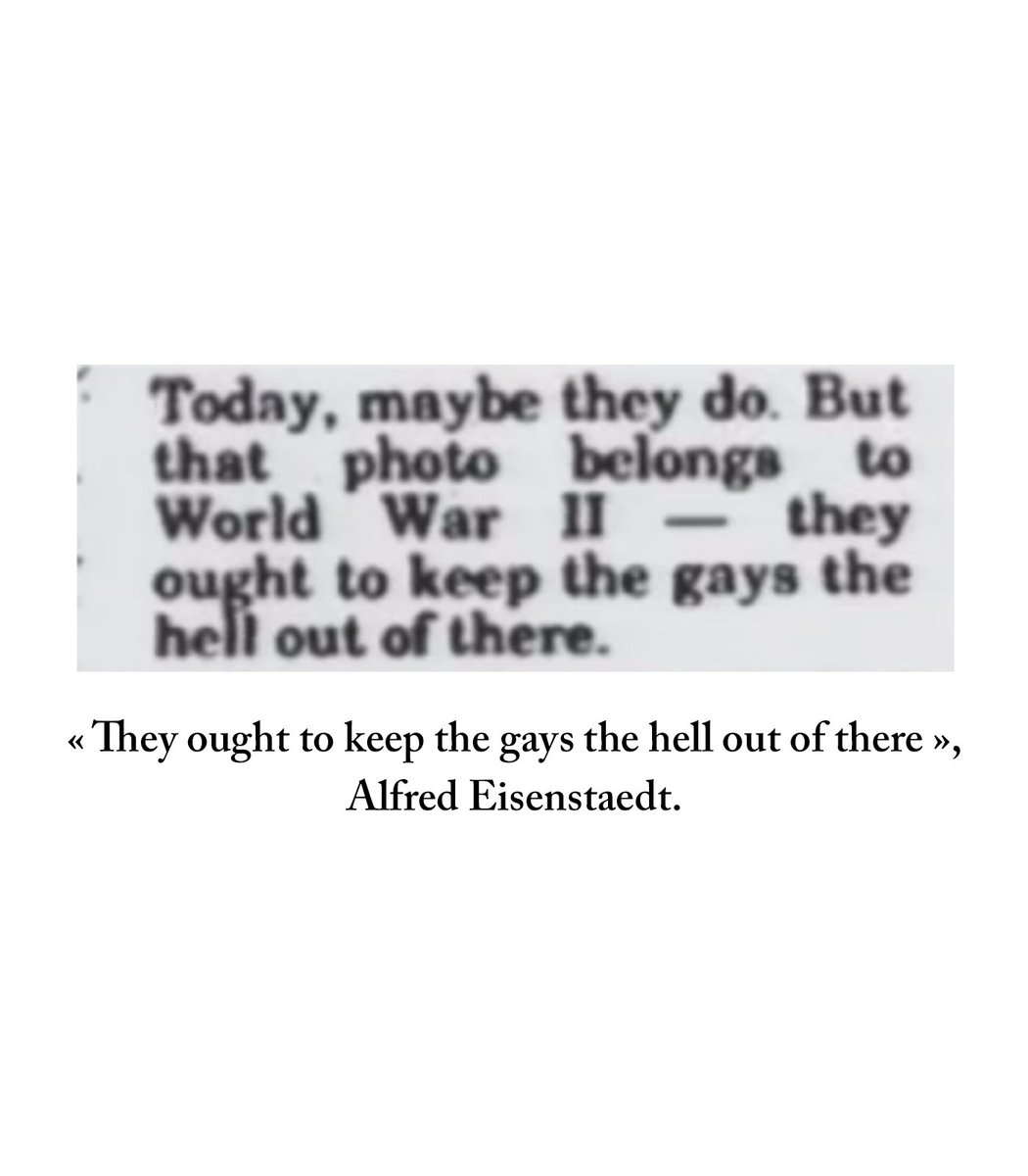 À l’époque c’est un scandale.Le NY Post estime que cette couverture “déclenche une nouvelle guerre“.Pour Eisenstaedt, l’auteur de la photo originale, “les gays n’ont rien à foutre là“.