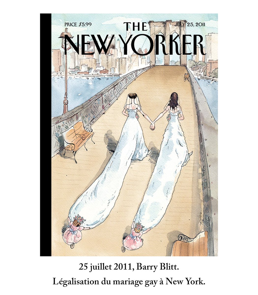 15 ans après, la situation a bien évolué.2011: le mariage gay légalisé à New York.2012: le président Obama se prononce en faveur d’une légalisation nationale.Les couvertures du New Yorker témoignent de ces avancées historiques.