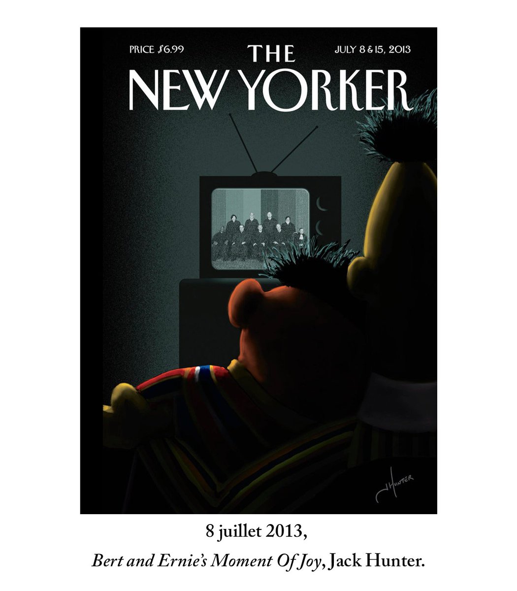 En juin 2013, la Cour suprême autorise le mariage gay en Californie.Pour marquer le coup, le New Yorker représente Ernie et Bert (marionnettes stars d’une émission pour enfants) enlacés devant une TV qui montre les juges de la Cour suprême.Rebelote: nouvelle polémique…