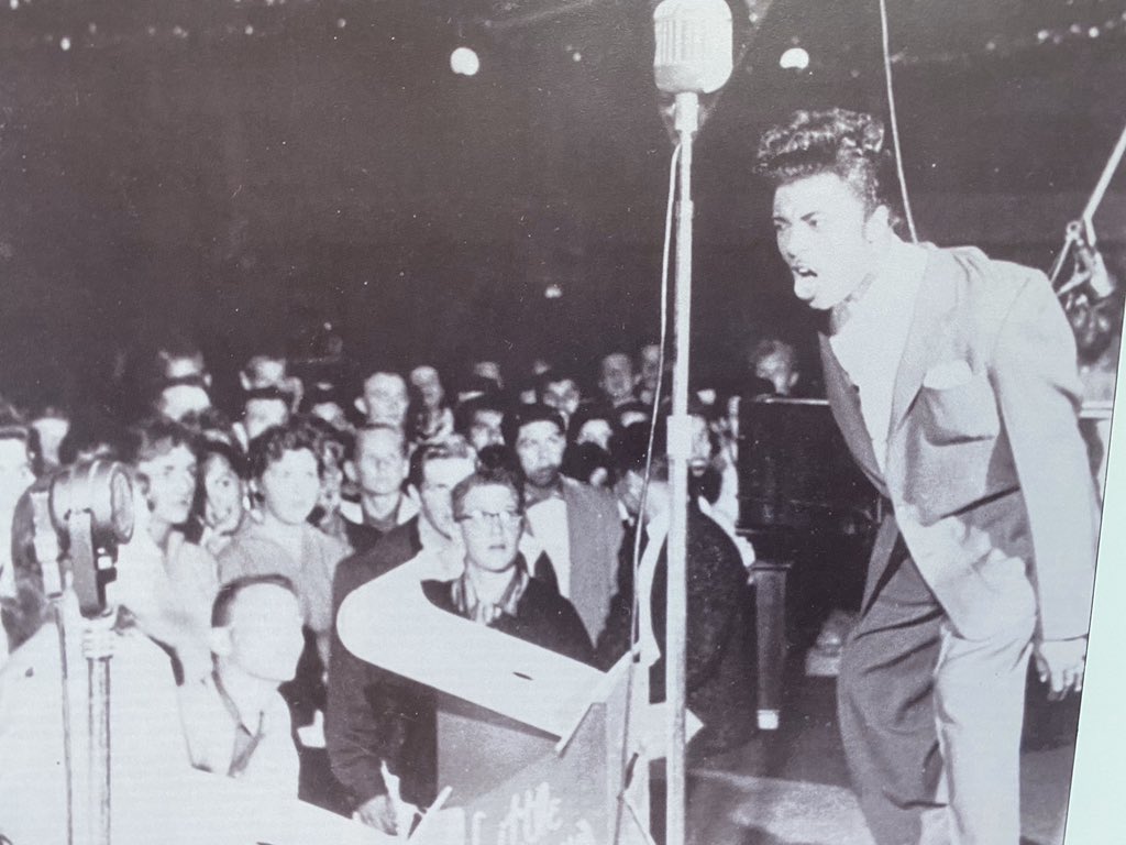 Richard Penniman was an outrage in 1956 - nothing like him had been seen before. He was black, had been a drag queen and was extremely flamboyant. Tutti Frutti broke before Heartbreak Hotel in the US. Here he is, total punk in 1956