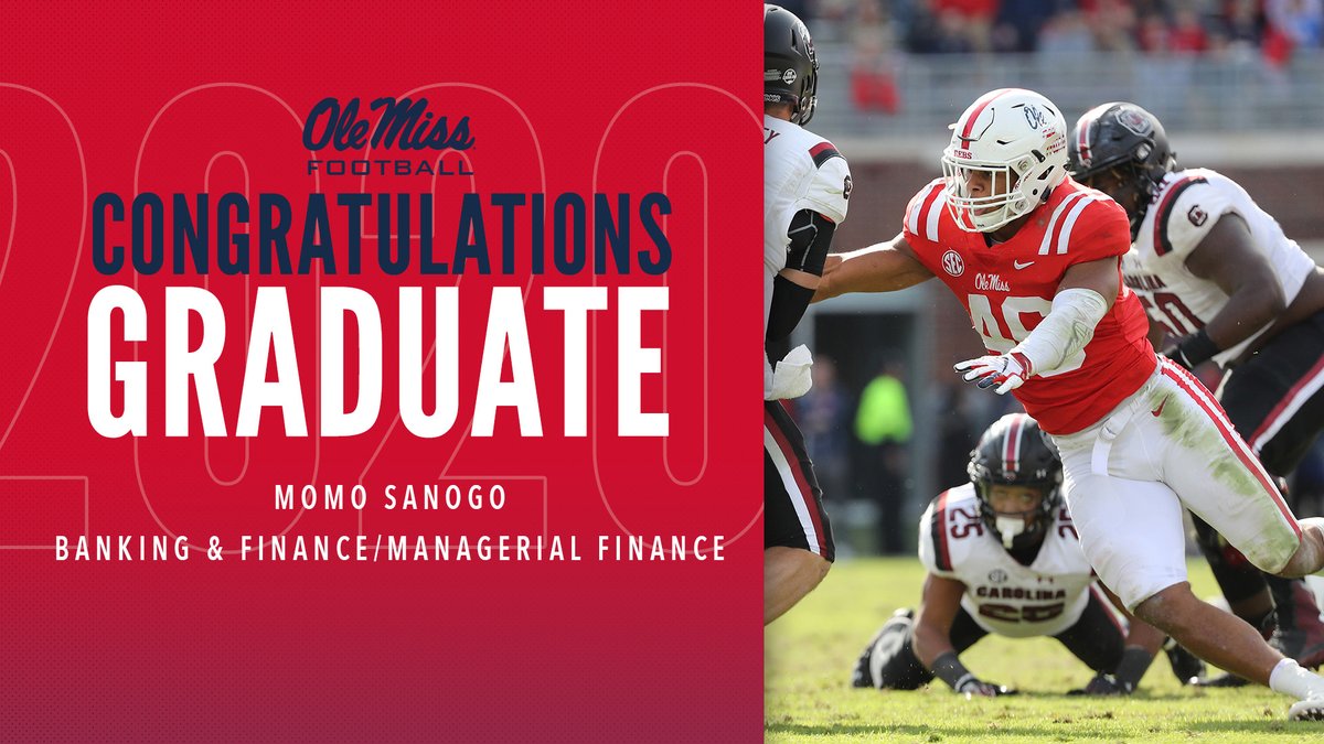 OleMissFB's tweet photo. 👏👏👏

🎓 @HalNo_91 
🎓 @grestmeyer35
🎓 @_momosanogo  
🎓 KC Swaim

#OleMissGrad20 🔵🔴 #HottyToddy https://t.co/TUfoKWjbM5