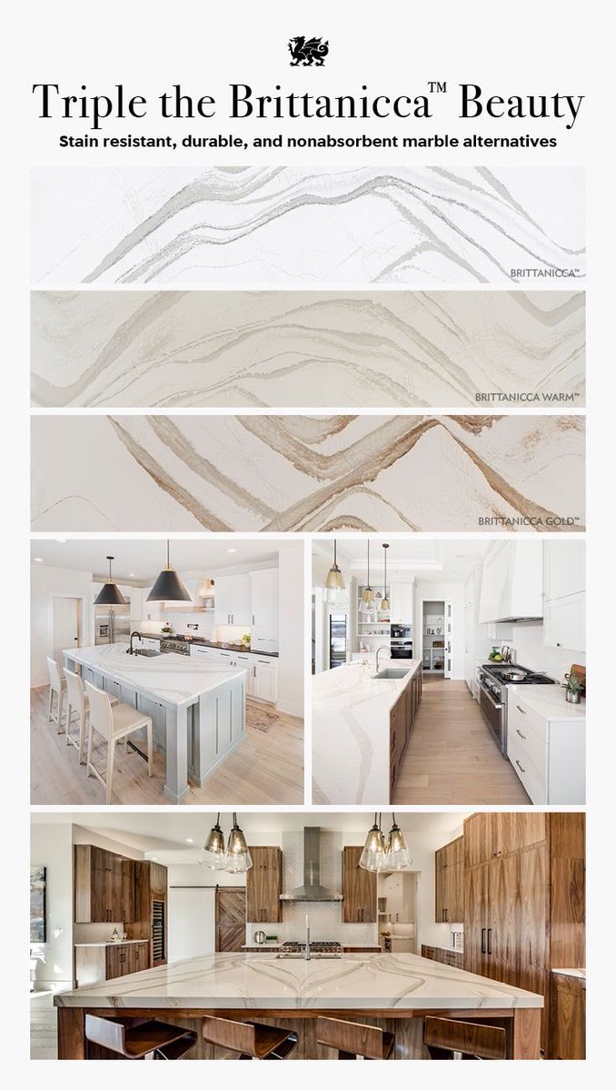 shellygillooly's tweet photo. Can’t get enough of that marble look? Neither can we! With Cambria’s Brittanicca designs you can have the luxury of marble with the superior performance of quartz. Find out more at https://t.co/NBaFRhjLwm #WeAreCambria @cambriasurfaces #Brittanicca https://t.co/DXQ2E55RAc