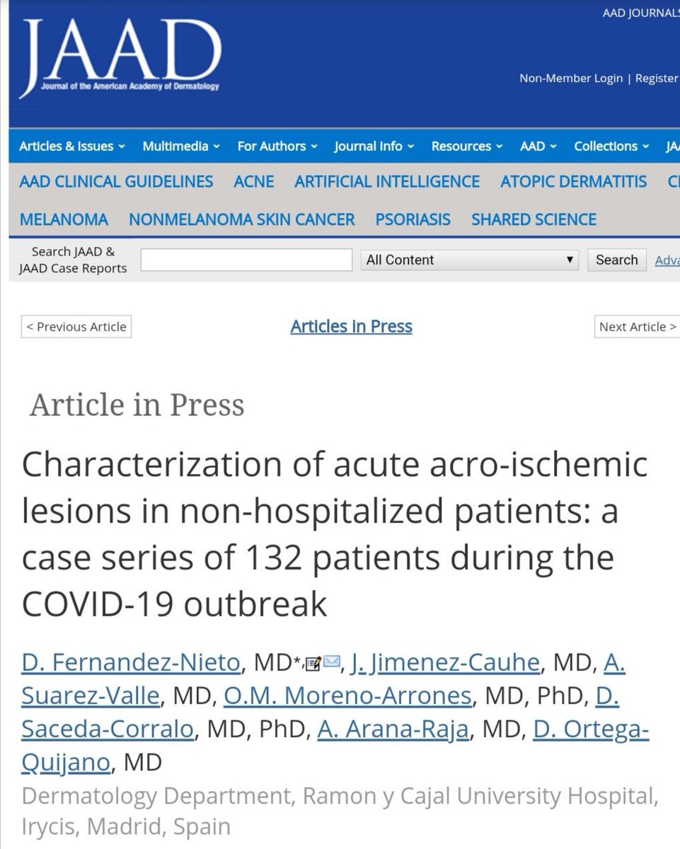 En el #hospitalRamonyCajal seguimos estudiando las manifestaciones cutáneas del #COVID19. Aquí tenéis nuestras últimas contribuciones 💪💪. Gracias y enhorabuena a todo el equipo de dermatologia!!