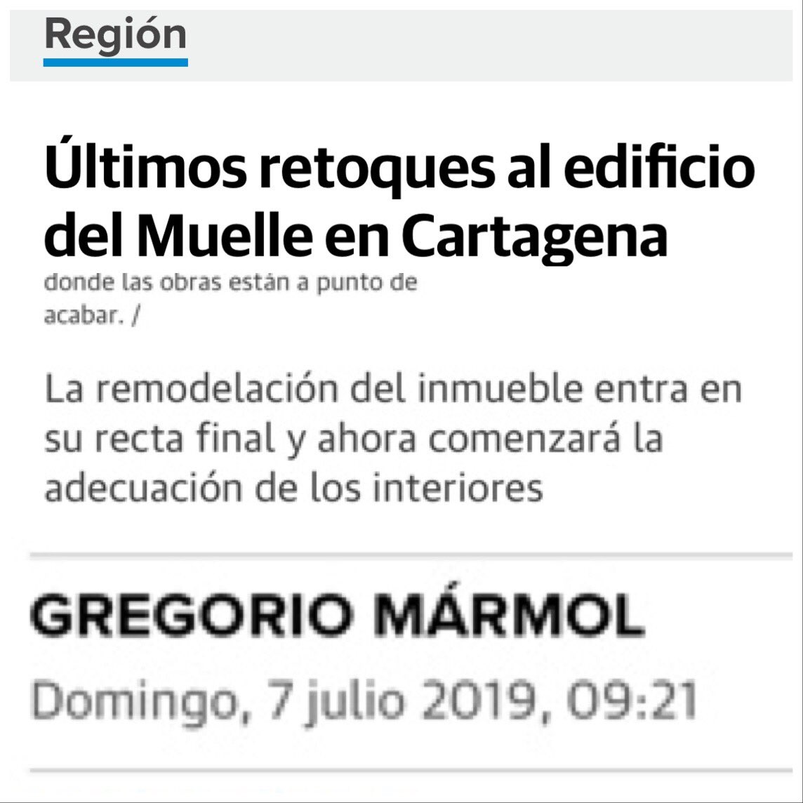 pepelopezct's tweet photo. Sigan, sigan.

Hoy es noticia que @PuertodeCtg abre un proceso para adjudicar la gestión del edificio comercial.

En 2019 lo fueron los últimos retoques.

En 2018 que empezaba la obra para abrir en 2019.

Y así todo lo que toca el  #PP en #Cartagena.

#LaTrinca presumirá en 2021 https://t.co/vkypvDesIg